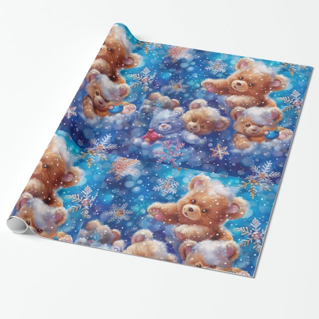 Teddy Bear Digital Art Wrapping Paper (Unrolled)