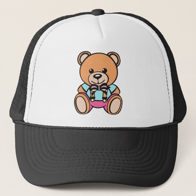 Teddy Bear Drawing Trucker Hat (Front)