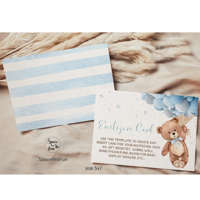Teddy bear Enclosure Card, Invitation DetailsRSVP  (Teddy bear ,Enclosure Card,Invitation,Details Card,RSVP card,Book For Baby,Editable Instant Download)
