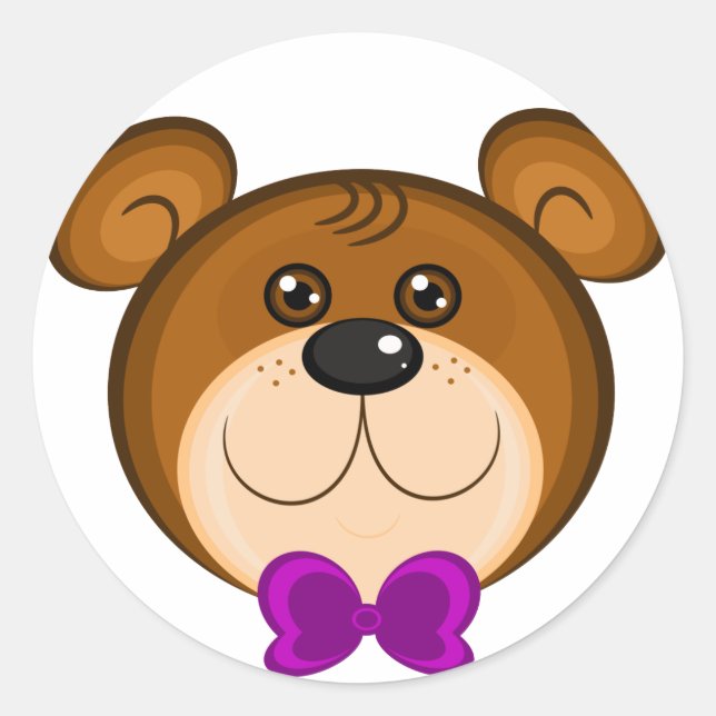 Teddy Bear Face Classic Round Sticker (Front)