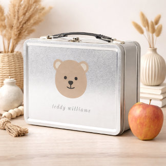 Teddy Bear Face Metal Lunch Box