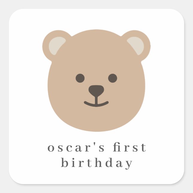 Teddy Bear Face - Paper Napkin Square Sticker (Front)