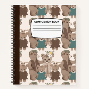 Teddy Bear Family Composition Spiral Notebook