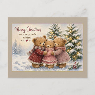 Teddy Bear Family Hug Postcard