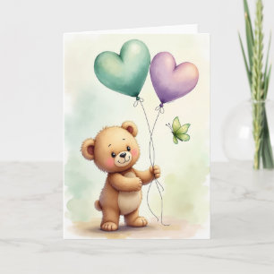 Teddy Bear Fathers Day Heart Card