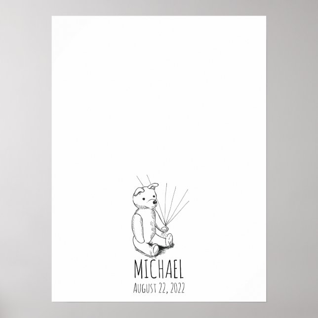 Teddy Bear Fingerprint Guest Book (Front)