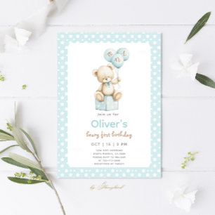 Teddy Bear First Birthday Invitation
