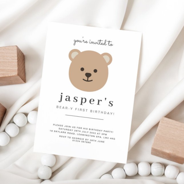 Teddy Bear First Birthday Invitation (Creator Uploaded)