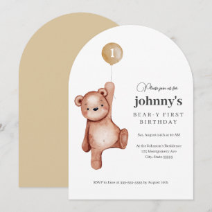 Teddy Bear First Birthday Party Invitation