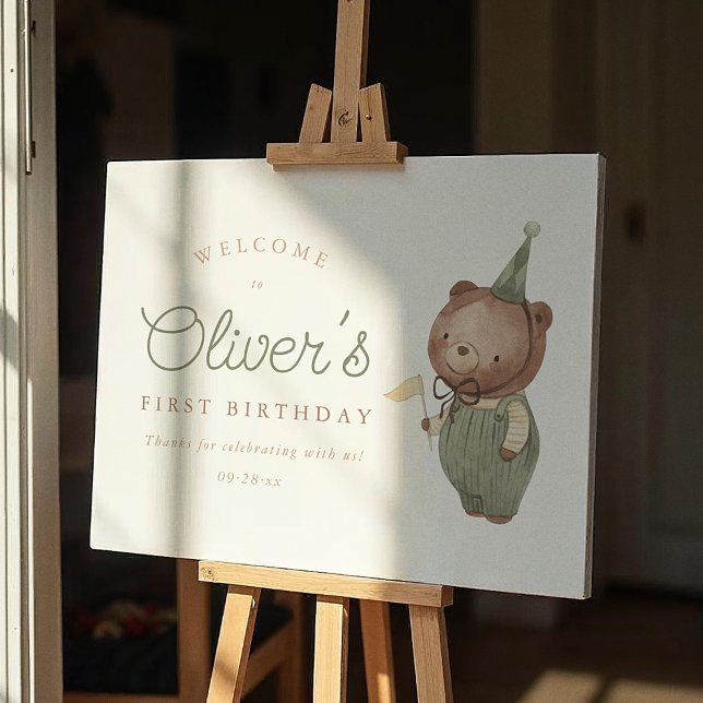 Teddy Bear First Birthday Party Welcome Sign (Creator Uploaded)