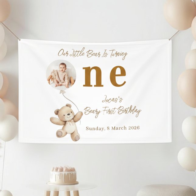 Teddy Bear First Birthday Photo   Banner (Creator Uploaded)