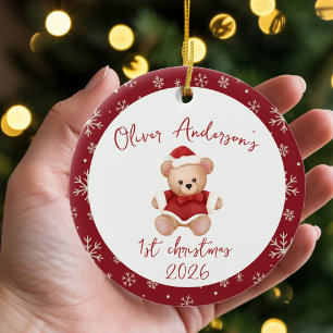 Teddy Bear First Christmas Baby Boy or Girl  Ceramic Tree Decoration