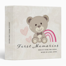 Teddy Bear First Memories Baby Book Pink