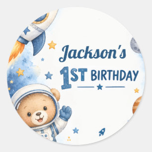 Teddy Bear First Trip Around The Sun 1st Birthday Classic Round Sticker