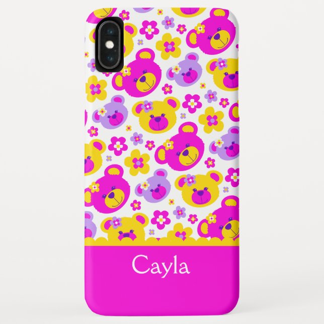 Teddy bear flowers named pink yellow Case-Mate iPhone case (Back)