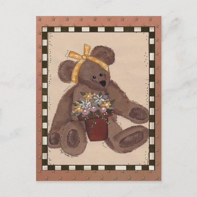 Teddy Bear Flowers Postcard (Front)