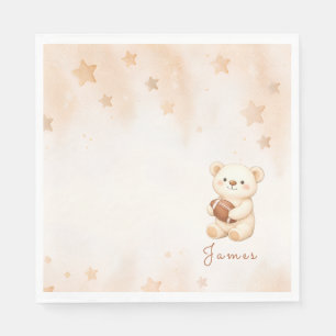 Teddy Bear Football Baby Shower Napkin