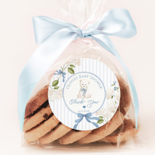 Teddy Bear French Nursery Baby shower Thank you Classic Round Sticker