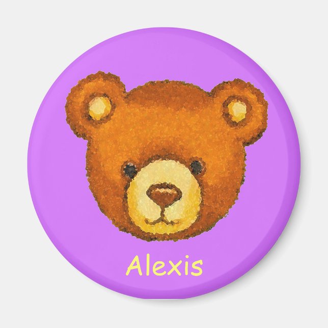 Teddy Bear Fridge Magnet ~ Custom Name (Front)