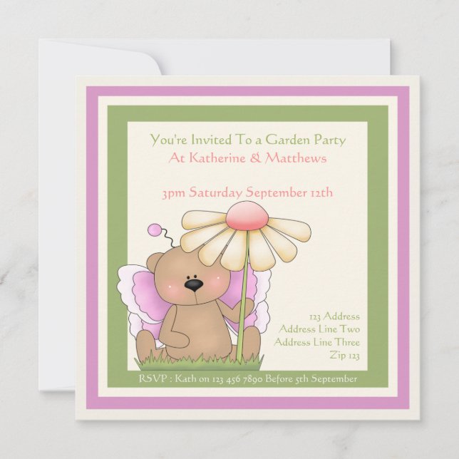Teddy Bear Garden Invitation (Front)