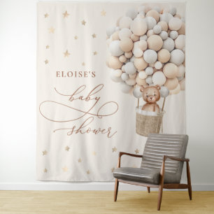 Teddy Bear Gender Neutral Baby Shower Backdrop Tapestry