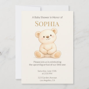 Teddy Bear Gender Neutral Baby Shower Invitation