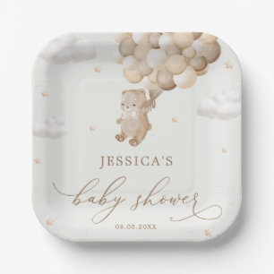 Teddy Bear Gender Neutral Baby Shower Paper Plate