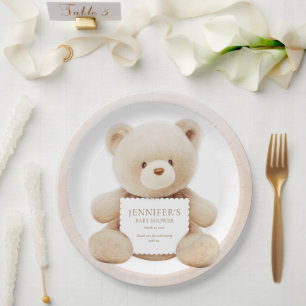 Teddy Bear Gender Neutral Baby Shower Paper Plate