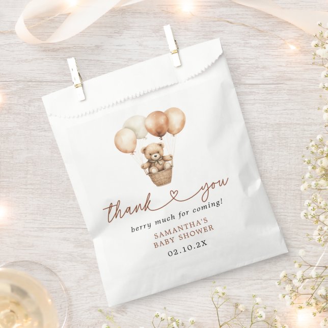 Teddy Bear Gender Neutral Baby Shower Thank You Favour Bags (Clipped)