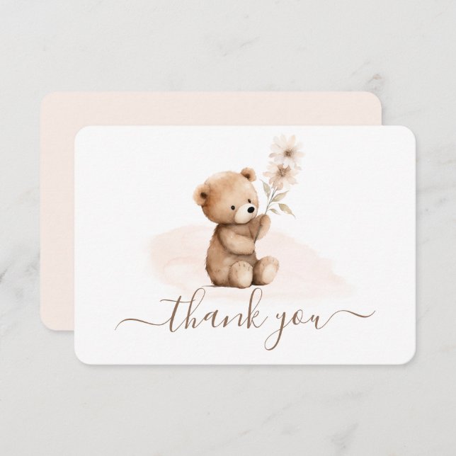 Teddy Bear gender neutral thank you card (Front/Back)
