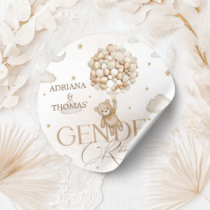 Teddy Bear Gender Reveal Classic Round Sticker