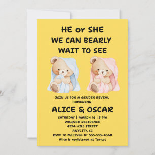 Teddy Bear Gender Reveal Invitation