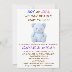 Teddy Bear Gender Reveal Invitation
