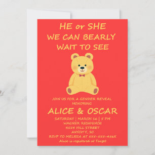 Teddy Bear Gender Reveal Invitation