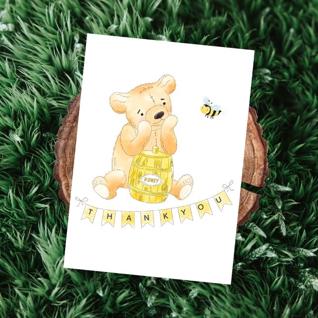 Teddy Bear Gender Reveal Party Thank You Note Card (Creator Uploaded)