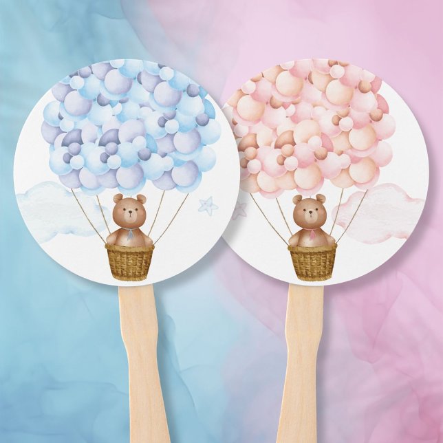 Teddy Bear Gender Reveal Party Voting Game Hand Fan (Teddy Bear Gender Reveal Party Voting Game Hand Fan)