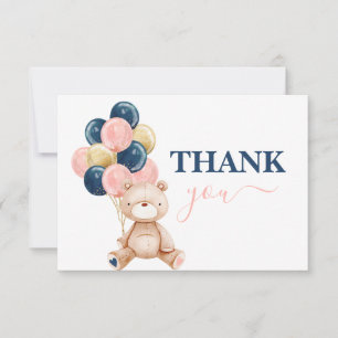 Teddy Bear gender reveal thank you Card