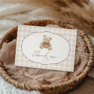 Teddy Bear Gingham Baby Shower Thank You Card
