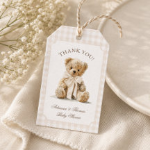 Teddy Bear Gingham Baby Shower Thank You