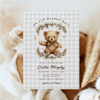 Teddy Bear Gingham Bearly Wait Leafy Baby Shower