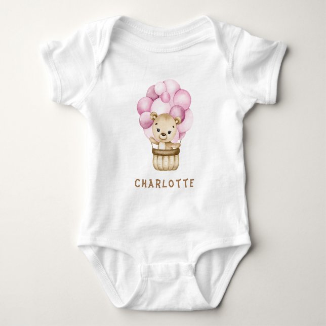 Teddy Bear Girl Baby Bodysuit (Front)