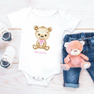 Teddy Bear Girl Baby Bodysuit