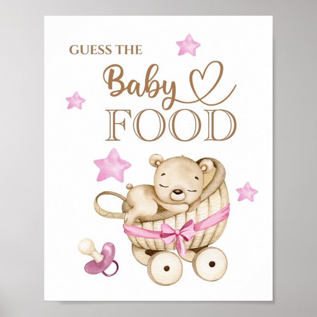 Teddy Bear Girl Baby “Guess the Baby Food” Poster (Front)
