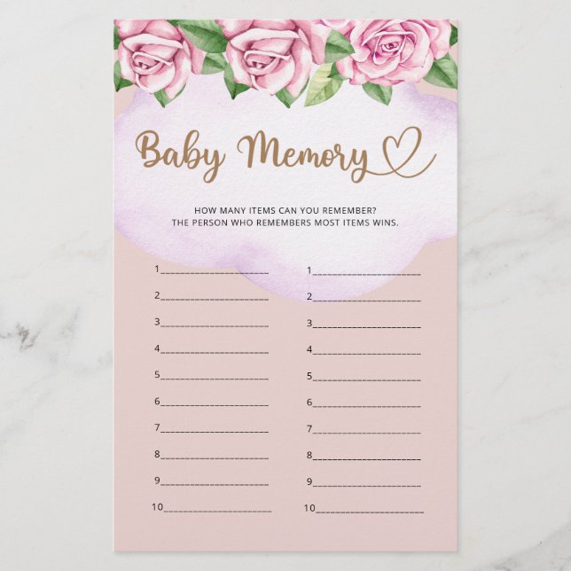 Teddy bear girl baby shower Baby Memory (Front)