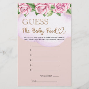 Teddy bear girl baby shower Guess The Baby Food