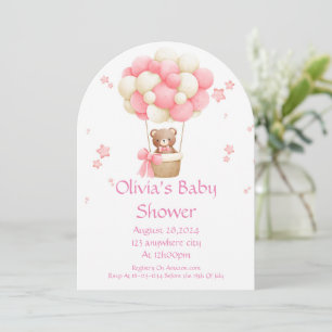 Teddy Bear girl baby shower invitation