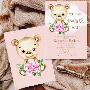 Teddy Bear Girl Baby Shower Invitation