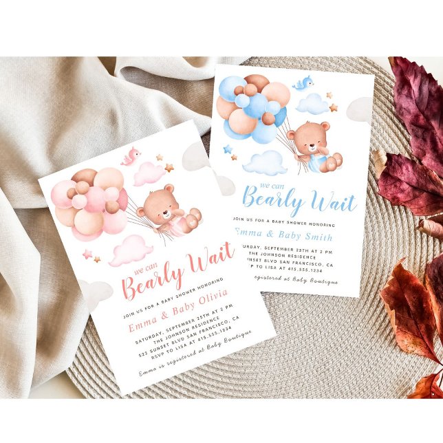 Teddy Bear Girl Baby Shower Invitation (Creator Uploaded)