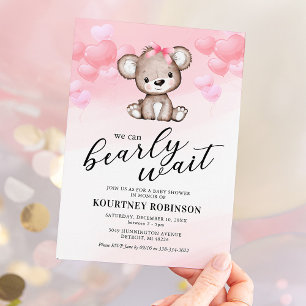Teddy Bear Girl Baby Shower Invitation