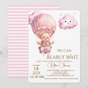 Teddy Bear Girl Baby Shower Invitation